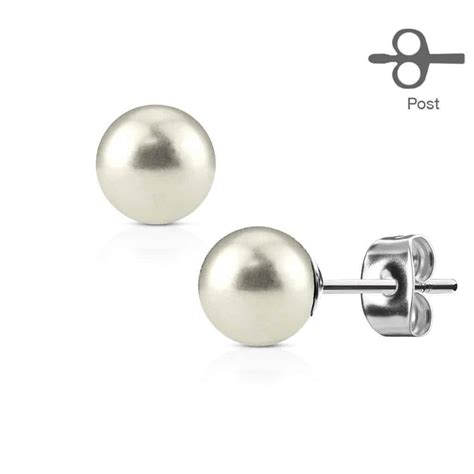 Pearl Set Surgical Steel Post Stud Earrings The Body Jewellery Store