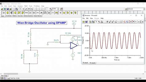 Wien Bridge Oscillator Using 741 Opamp Tina Ti Youtube