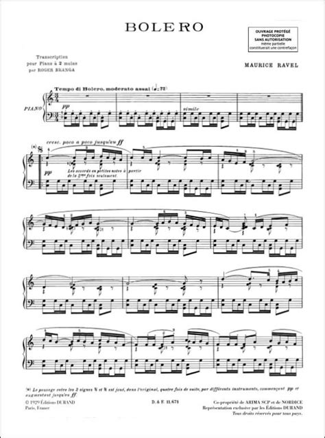 Partituras y ediciones críticas Boléro transcription pour piano de