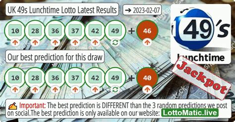 UK 49s Lunchtime Latest LottoResults Drawn Tuesday 07 Feb 2023