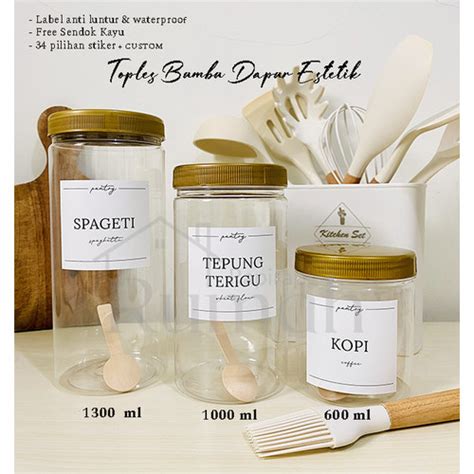 Jual Toples Bumbu Dapur Estetik Tutup Gold Ml Free Stiker