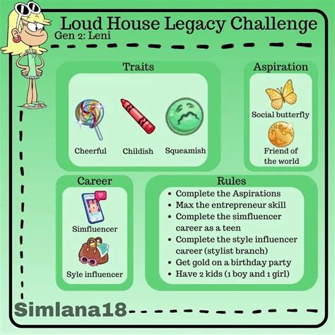 An Info Sheet With The Words Loud House Legacy Challenge Written In