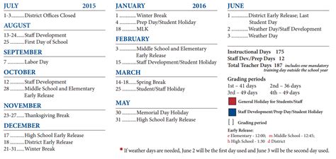 Park Crest Middle - School District Instructional Calendar ...