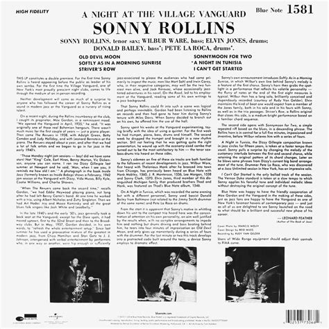 Виниловая пластинка A Night At The Village Vanguard Sonny Rollins