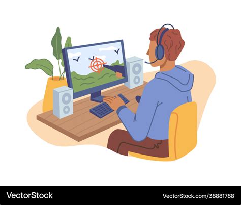 Child teen playing online video games on computer Vector Image