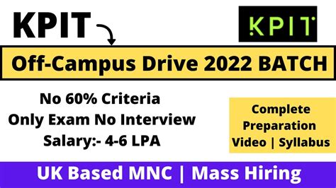 KPIT Off Campus Drive 2022 BATCH NO Interview 4 6 LPA No 60