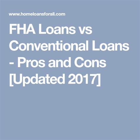 Fha Loans Vs Conventional Loans Pros And Cons [updated 2017] Fha