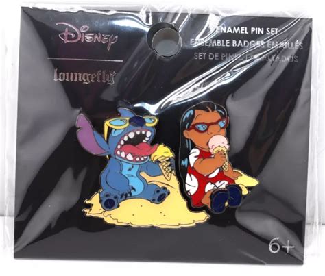 Disney Pin Lilo Stitch Eating Ice Cream Enamel Pin Set Of Loungefly