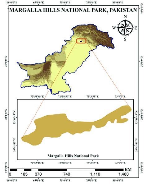 Map Of The Margalla Hills National Park Mhnp Pakistan Download