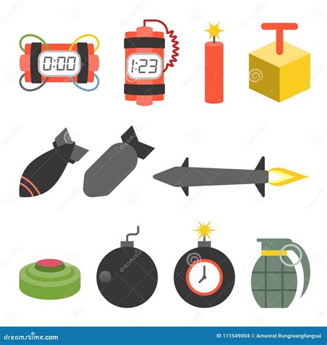 Explosive weapon icon set stock vector. Illustration of grenade - 111549004