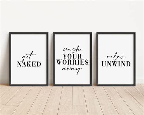 Set Of 3 Bathroom Prints Get Naked Wall Art Prints Unframed Etsy