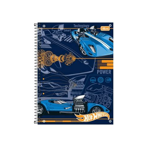 Caderno Espiral Capa Dura Universitário 1 Matéria Hot Wheels 96 Folhas