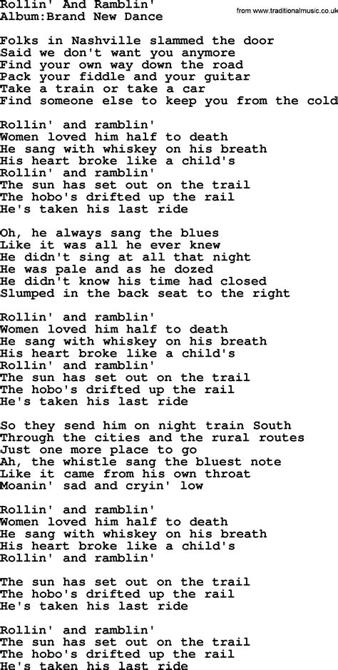 Emmylou Harris Song Rollin And Ramblin Lyrics