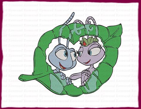 Flik With Princess Atta A Bugs Life Filled Embroidery Design Instant