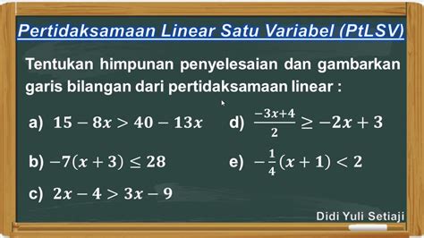 Menentukan Penyelesaian Dan Garis Bilangan Dari Pertidaksamaan Linear