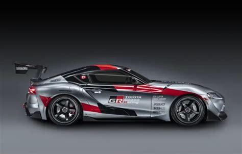 Обои серый фон купе Toyota вид сбоку 2020 GR Supra Track Concept