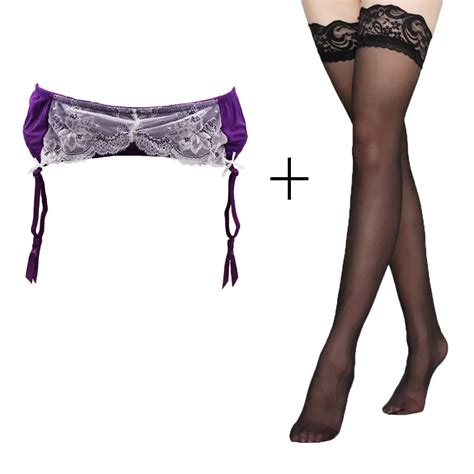 Buy Sexy Garter Purple Lace Classic Metal Buckles