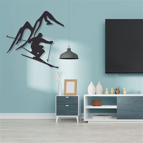ski sign skier metal wall decoration ski lodge decor mountain metal