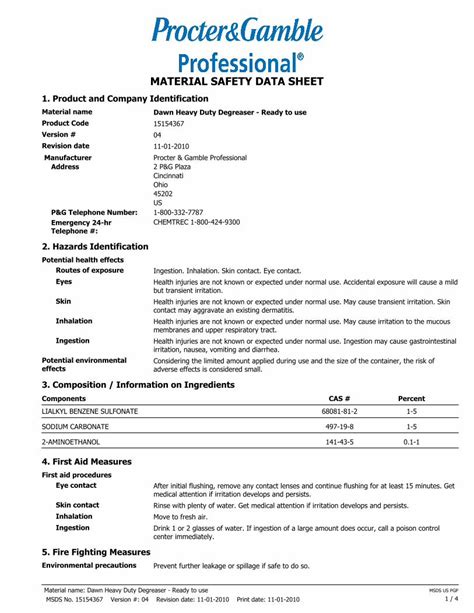 Gain Laundry Detergent Safety Data Sheet At Brandy Sabrina Blog