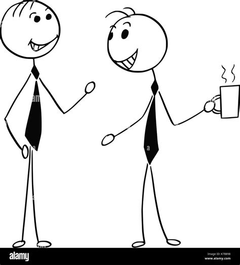 Cartoon stick man illustration of two men male business people talking ...