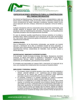 Especificacion Parque Recreativo Pdf