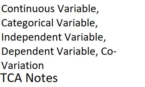 Continuous Variable Categorical Variable Independent Variable