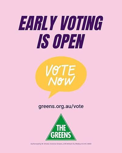 Victorian Greens Early Voting For The Victorian State Election Is Open