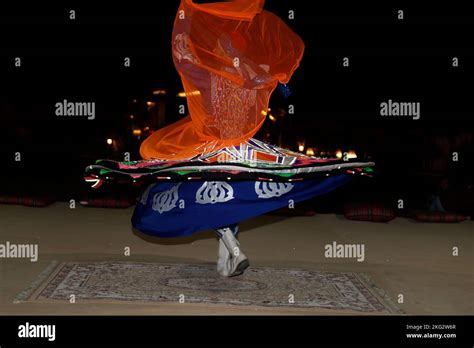 Tanoura Dance Performed At Night In A Desert Camp For Tourists United