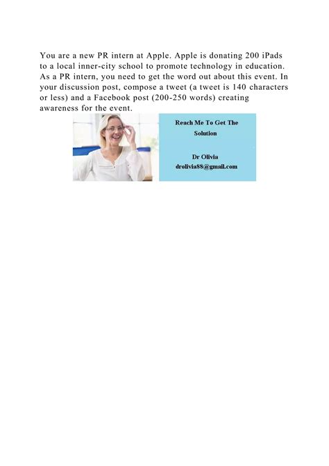 You are a new PR intern at Apple. Apple is donating 200 iPads to a l.docx