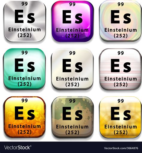 A periodic table showing Einsteinium Royalty Free Vector