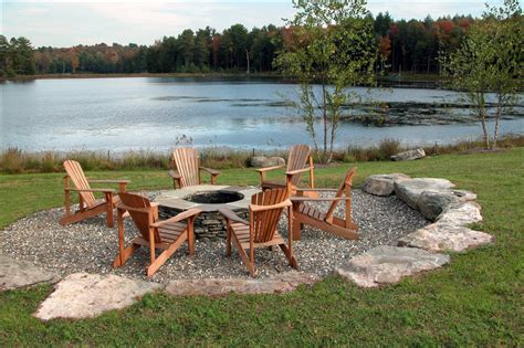 Sunken Lakeside Fire Pit Farmhouse Landscape New York By Elm Garden Design Fire Pit