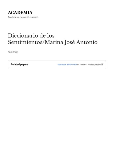 Marina Jose Antonio Diccionario De Los Sentimientos With Cover Page