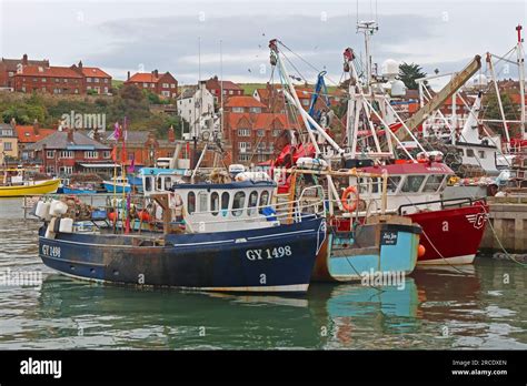 Gy Moored Boats In Whitby Harbour Whitby North Yorkshire England