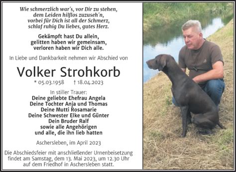 Traueranzeigen Von Volker Strohkorb Abschied Nehmen De