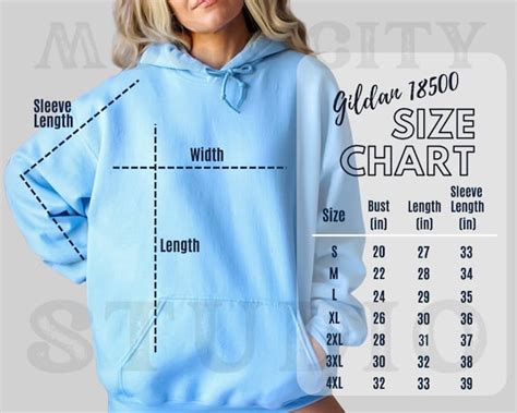 Gildan 18500 Unisex Size Chart Hoodie Size Chart Gildan - Etsy