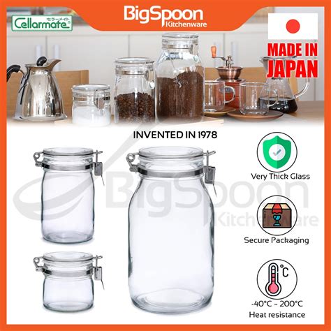 Japan Cellarmate Airtight Canister Thick Glass Food Storage Jar With