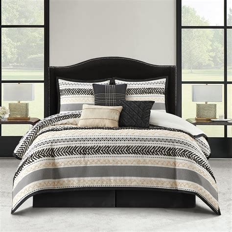 Lanco Black Gold Comforter Set California King Size Piece Jaquard