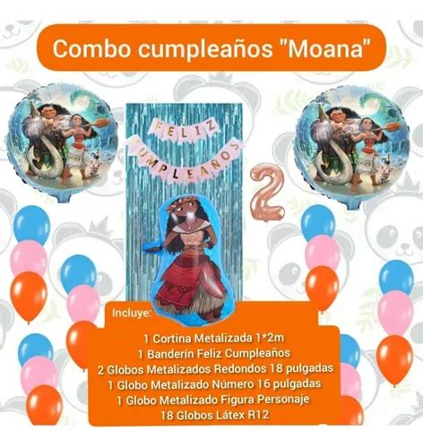 Combo Decoraci N Cumplea Os Globos Cortina Banderin Moana Mercadolibre