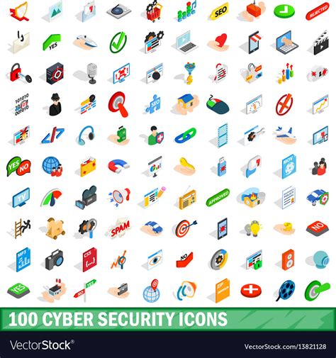 Cyber Security Icons Set Isometric D Style Vector Image