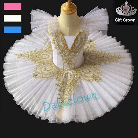 White Swan Lake Professional Ballet Tutu Girl Blue Pink Platter Pancake