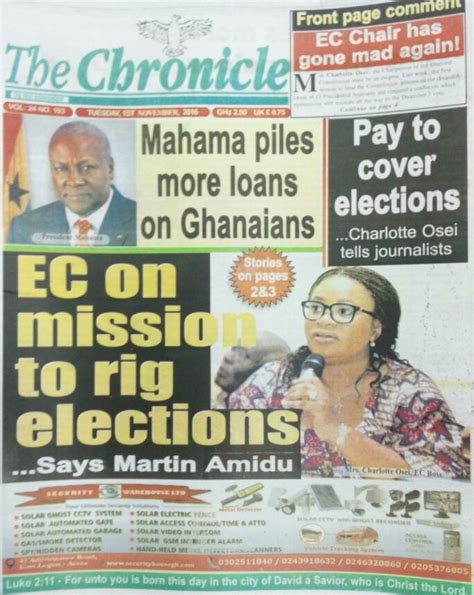 Newspaper Headlines Tuesday St November Citi Fm