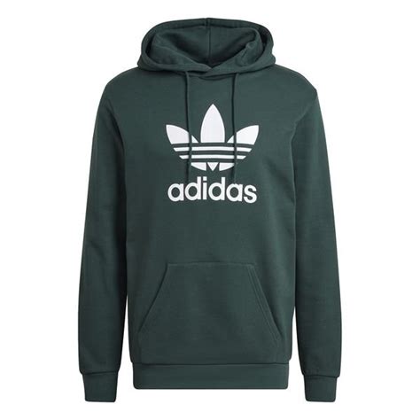 Adidas Originals Sweat à Capuche Trefoil Vert Blanc