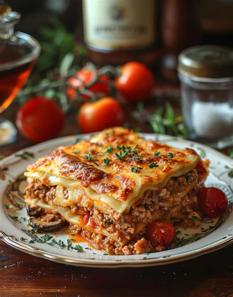 Premium Photo Portion Of Lasagna On Plate