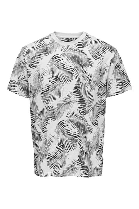 Only And Sons Regular Fit T Shirt Onsperry Met All Over Print Bright