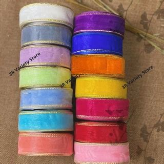 Jual 1 Roll Pita Organdi List Emas 1 Inch 25 Yard Lebar 2 5 Cm