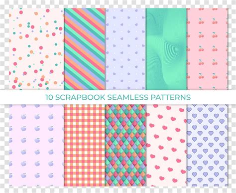 Scrapbook Background Seamless Pattern Vector Illustration Cute Paper