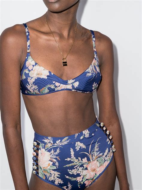 ZIMMERMANN Moonshine Bullet Bikini Top Blue FARFETCH