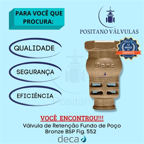 Válvula de Retenção Fundo de Poço Bronze 1 BSP Fig 552 Deca