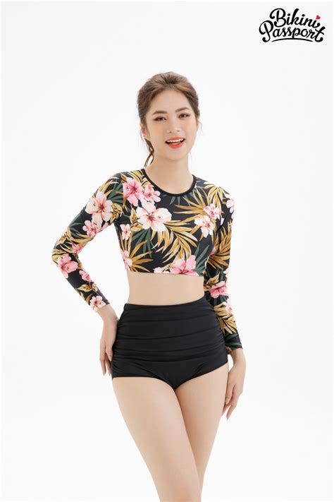 Quần bơi Nữ BIKINI PASSPORT kiểu Quần Lưng cao nhún trước