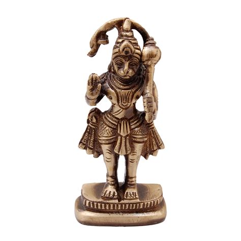 Brass Hanuman Ji Standing Statue, Standard, Antique Brown – Two Moustaches Store